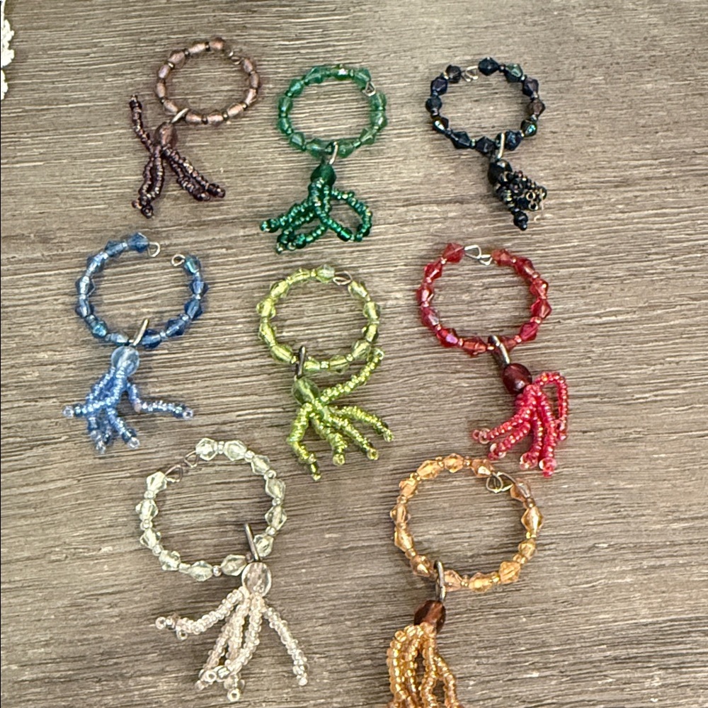 8 Beaded wine glass charms